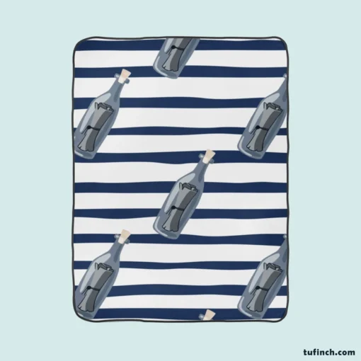 Cartoon Pattern Message In Bottle Fleece Blanket 1