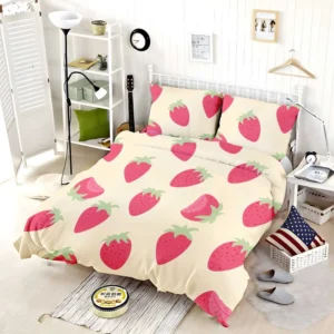 Cartoon Strawberry Fruit Pattern Bedding Set