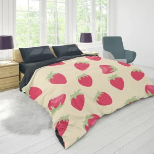 Cartoon Strawberry Fruit Pattern Duvet Cover 1