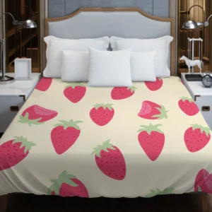 Cartoon Strawberry Fruit Pattern Duvet Cover