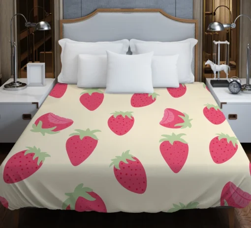 Cartoon Strawberry Fruit Pattern Duvet Cover