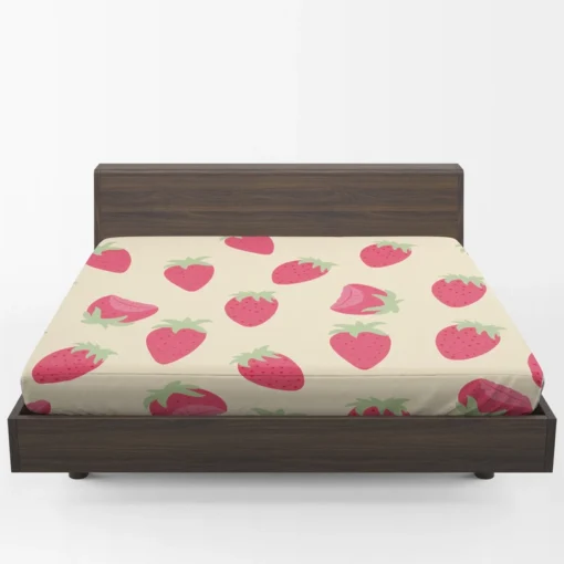 Cartoon Strawberry Fruit Pattern Fitted Sheet 1