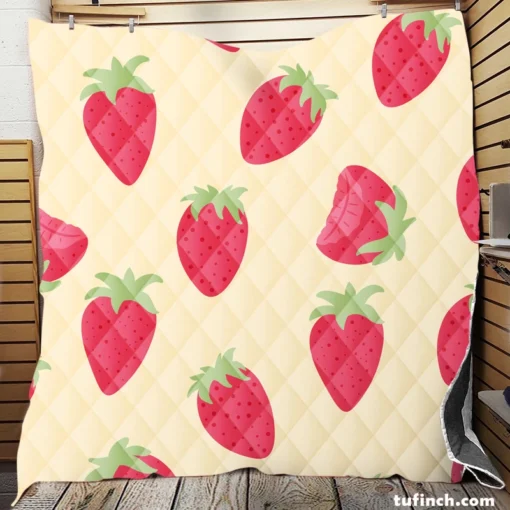 Cartoon Strawberry Fruit Pattern Quilt Blanket