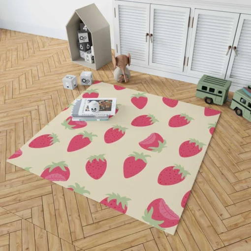 Cartoon Strawberry Fruit Pattern Rug 1