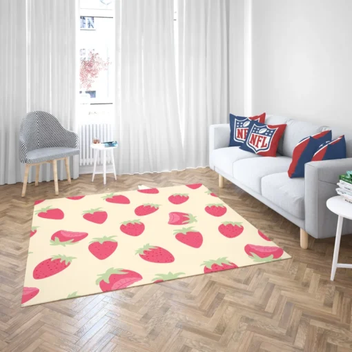 Cartoon Strawberry Fruit Pattern Rug 2