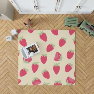 Cartoon Strawberry Fruit Pattern Rug