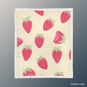 Cartoon Strawberry Fruit Pattern Sherpa Fleece Blanket 1