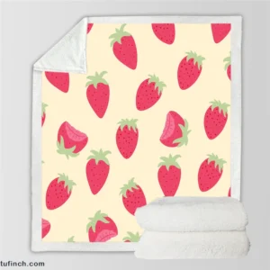 Cartoon Strawberry Fruit Pattern Sherpa Fleece Blanket