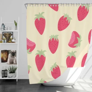 Cartoon Strawberry Fruit Pattern Shower Curtain