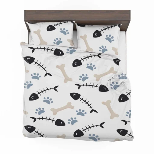 Cat Dog Food Print Pattern Bedding Set 2