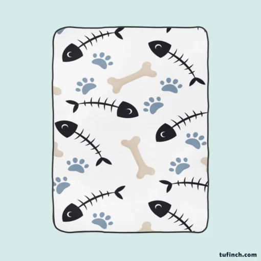 Cat Dog Food Print Pattern Fleece Blanket 1