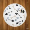 Cat Dog Food Print Pattern Round Beach Towel