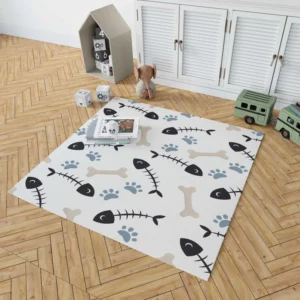 Cat Dog Food Print Pattern Rug 1