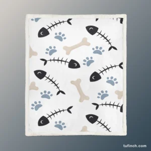 Cat Dog Food Print Pattern Sherpa Fleece Blanket 1