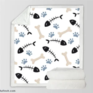 Cat Dog Food Print Pattern Sherpa Fleece Blanket