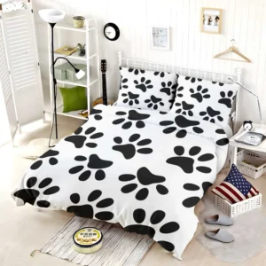 Cat Dog Paw Print Bedding Set