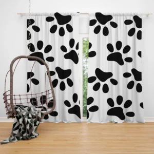 Cat Dog Paw Print Curtain