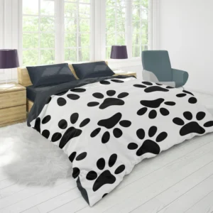 Cat Dog Paw Print Duvet Cover 1