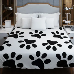 Cat Dog Paw Print Duvet Cover