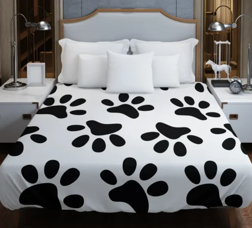 Cat Dog Paw Print Duvet Cover