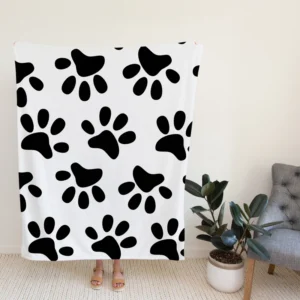 Cat Dog Paw Print Fleece Blanket