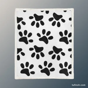 Cat Dog Paw Print Sherpa Fleece Blanket 1