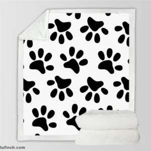 Cat Dog Paw Print Sherpa Fleece Blanket