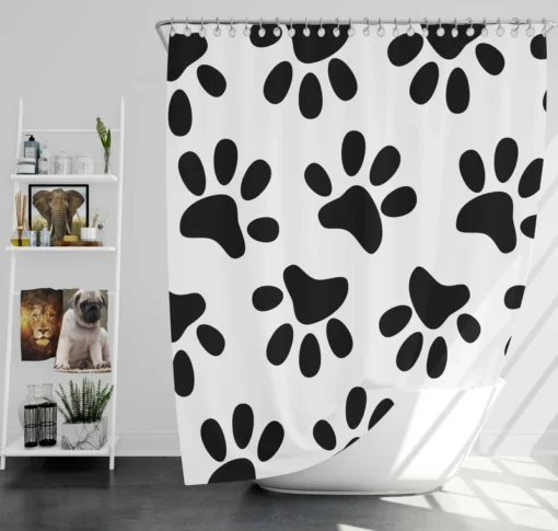 Cat Dog Paw Print Shower Curtain