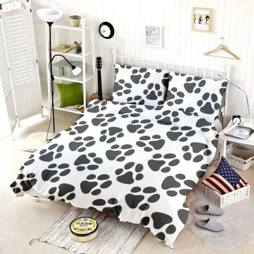 Cat Footprint Design Pattern Bedding Set