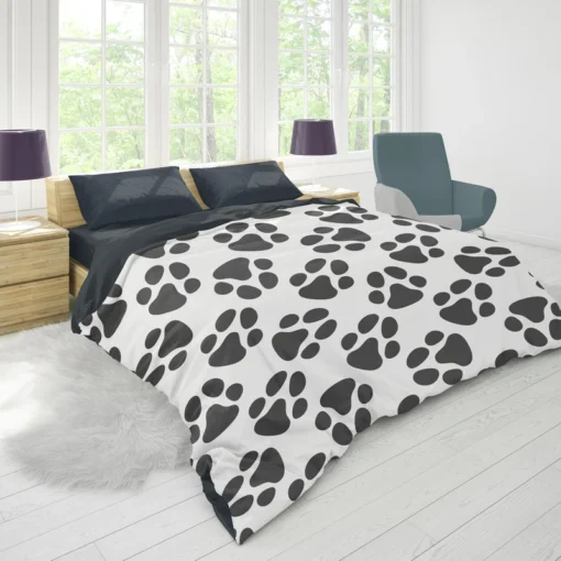 Cat Footprint Design Pattern Duvet Cover 1