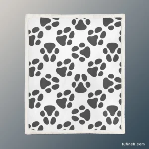 Cat Footprint Design Pattern Sherpa Fleece Blanket 1