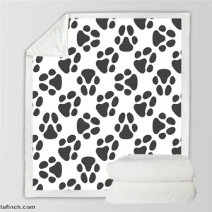 Cat Footprint Design Pattern Sherpa Fleece Blanket