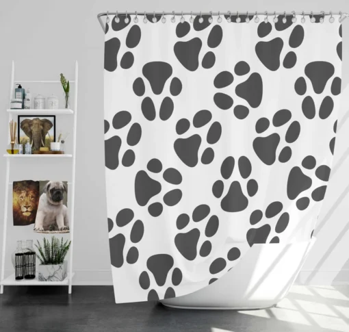 Cat Footprint Design Pattern Shower Curtain