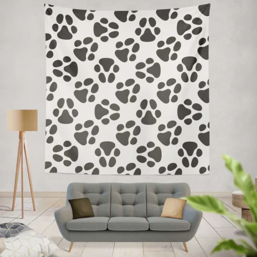 Cat Footprint Design Pattern Wall Tapestry