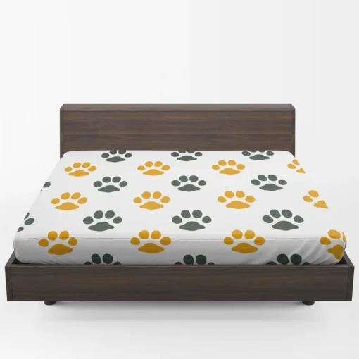 Cat Footprints Pattern Fitted Sheet 1