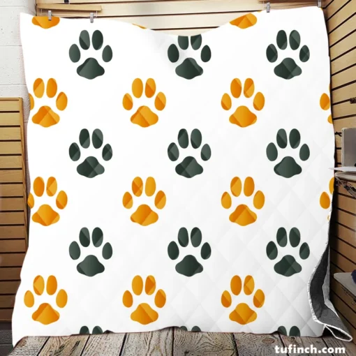 Cat Footprints Pattern Quilt Blanket