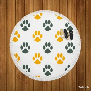 Cat Footprints Pattern Round Beach Towel