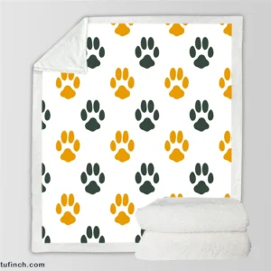 Cat Footprints Pattern Sherpa Fleece Blanket