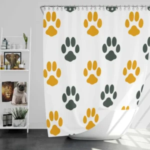 Cat Footprints Pattern Shower Curtain