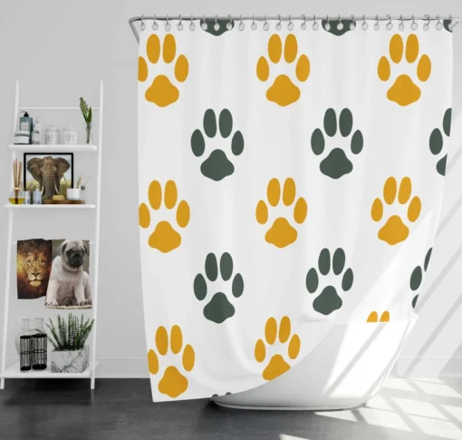 Cat Footprints Pattern Shower Curtain