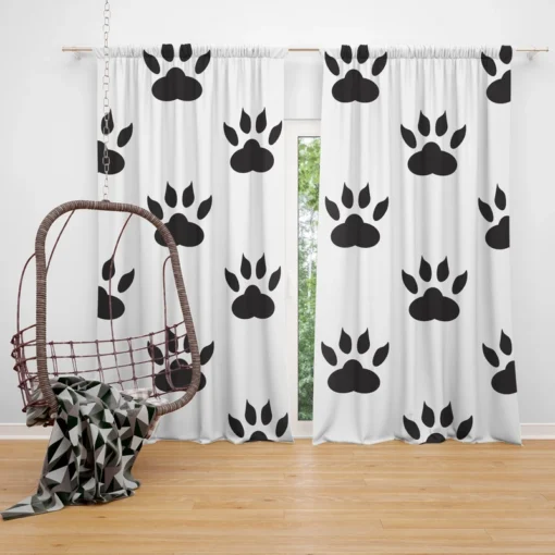 Cat Paw Animal Footprint Design Curtain