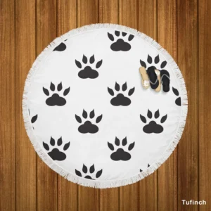 Cat Paw Animal Footprint Design Round Beach Towel