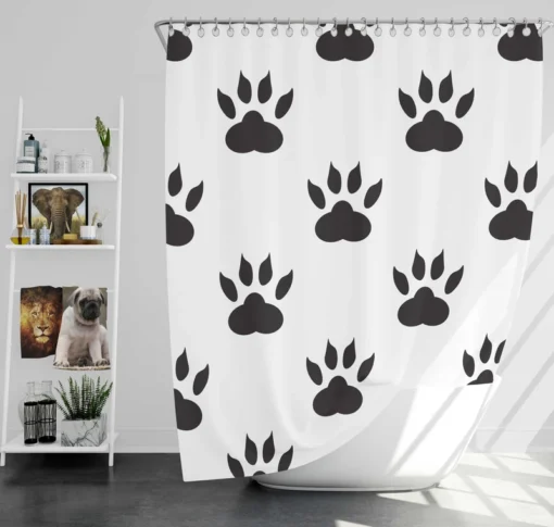 Cat Paw Animal Footprint Design Shower Curtain