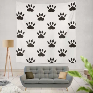 Cat Paw Animal Footprint Design Wall Tapestry