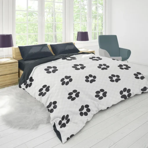 Cat Paw Black And White Duvet Cover 1