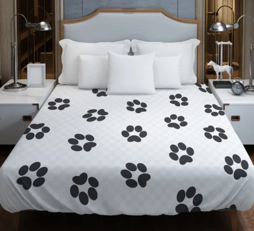 Cat Paw Black And White Duvet Cover