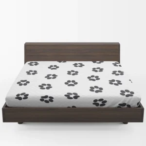 Cat Paw Black And White Fitted Sheet 1