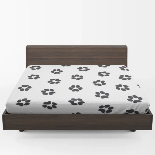 Cat Paw Black And White Fitted Sheet 1