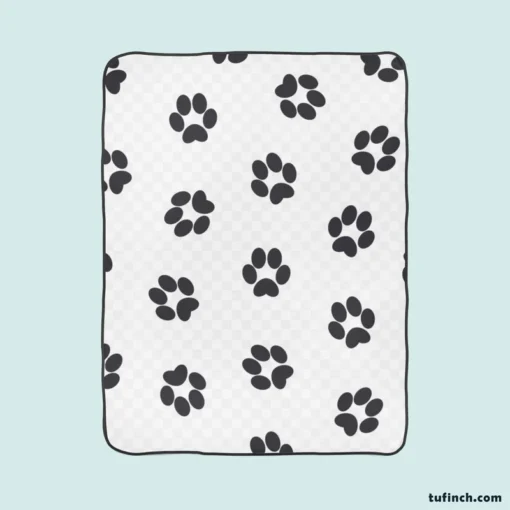 Cat Paw Black And White Fleece Blanket 1