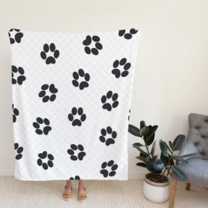 Cat Paw Black And White Fleece Blanket